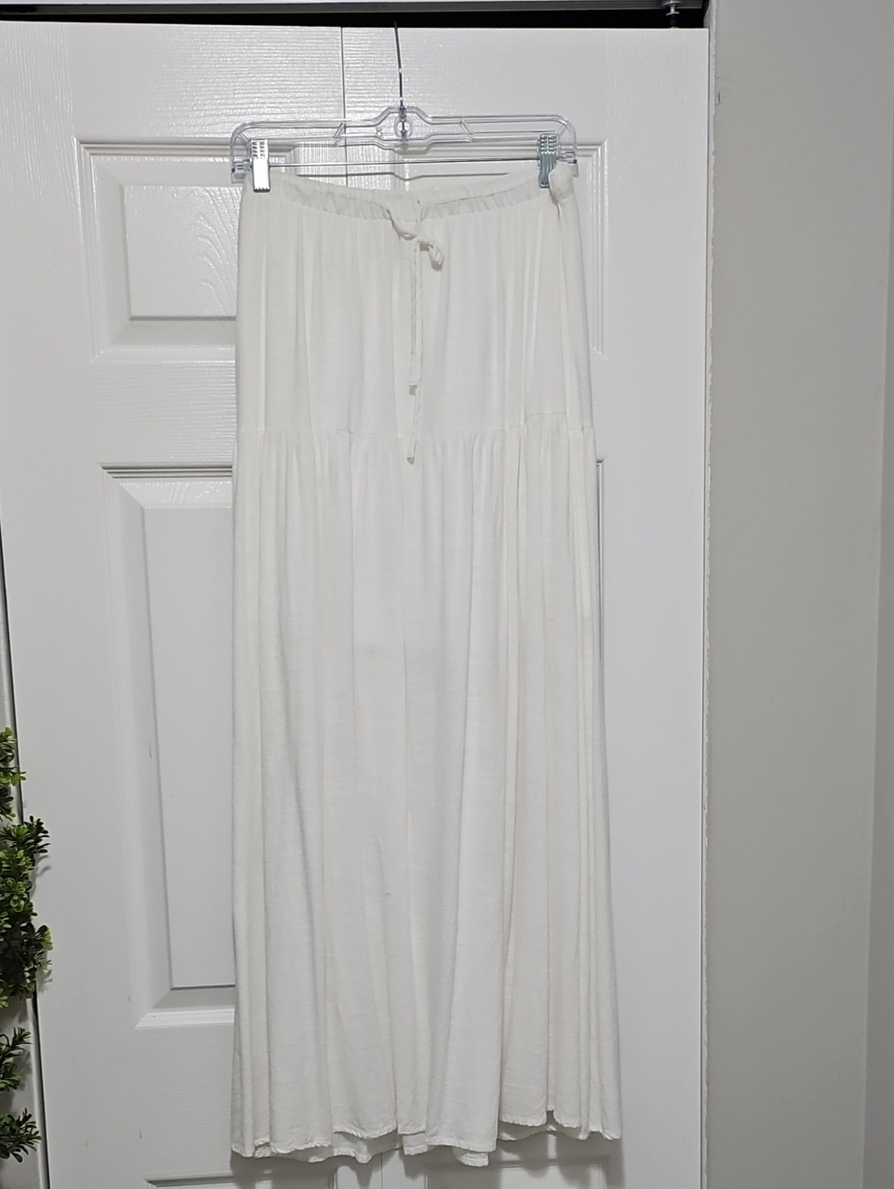 Cream Maxi Boho Skirt with Drawstring Waist